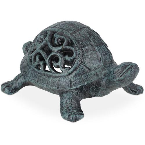 Deko Schildkröte, Gusseisen, wetterfeste Gartenfigur, hbt: 6,5x10x15 cm, Dekofigur innen & außen,