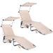 Costway Set of 2 Portable Reclining Chair with 5 Adjustable Positions-Beige