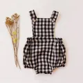 Newborn Baby Boy Girl Romper For 0-2Y Summer Cotton Linen Baby Jumpsuit Plaid Sleeveless Backless