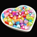 50pcs Heart Shape Acrylic Bead Loose Spacer Beads For Jewelry Making Bracelet DIY