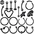 1PC Titanium Horseshoe Eyebrow Tongue Labret Rings Hinged Segment Nose Septum Clicker Daith Heart