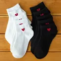 5 Pairs/lot Fashion Elegant Solid Black White Women Hearts Socks Summer Spring Vintage Student Girls