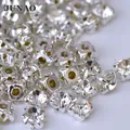 JUNAO 6 7 8 10 mm Sewing Silver Clear Color Glass Rhinestone Flatback Round Crystal Beads Applique