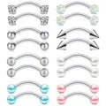 WKOUD 16G Rook Daith Earrings Small Belly Rings Eyebrow Ring Barbell Body Piercing Jewelry Seleted