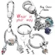 Charms 925 Sterling Silver Moment Key Ring Small Bag Heart Charm Holder Fit Original Pando Charm for