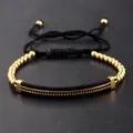 2020 Classic Luxury CZ Black Zircon Long Tubes&4MM Copper Beads Macrame Men Bracelets&Bangles For