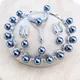 925 Silver Jewelry Sets Bridal Black Pearls Natural White CZ Ring Bracelets Earrings Pendants