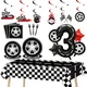 Car Wheel Theme Birthday Party Plate Napkin Balloons Checkered Race Car Themed Party 3TH 4TH 5TH