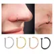 20G Nose Ring Screw Hoop Hypoallergenic Stainless Steel D Shape Nose Clip Piercing Jewelry for Women