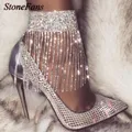 1PC Stonefans Full Rhinestone Tassel Adjustable Ankles Foot Chain Jewelry for Women Crystal Anklets