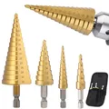 3-12mm 4-12mm 4-20mm HSS Straight Groove Step Drill Bit Set Titanium Coated Wood Metal Hole Cutter