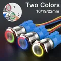 16/19/22mm Two Colors LED Metal Push Button Switch Waterproof Lamp Doorbell Car Momentary Latching