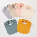 1pc Solid Colour Cotton Gauze Baby Bibs Ruffle Lace Infant Newborn Feeding Burp Cloth Saliva Towel