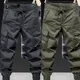 Fashion Solid Color Work Casual Multiple Pockets Men's Cargo Pants Classic Waist Drawcord Pure