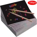 100/5 Piece DIY Rainbow Magic Sticky Notes Set Kids Black Scratch Art Craft Kits Pad Drawing