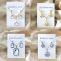 Korean Fashion Stainless Steel Jewelry Sets For Woman Water Drop Pendant Necklaces And Earrings Set