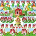 Farm Animals Party Decoration Balloons Cartoon Cow Chicken Pig Paper Tableware Backdrop Baby Shower
