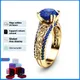 HOYON 14K Gold Color Blue Sapphire Ring For Women Wedding Jewelry Diamond Style Ring Red Gemstone