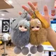 Cute Expression Face Baby Pompom Keychain Real Fox Fur Pendant For Women Bag Car Key Ring Girl Gift
