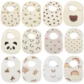 2pcs Cotton Gauze Baby Bibs Printing Newborn Infants Burp Cloths Saliva Towel for Toddler Boys Girls