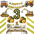 Engineering Vehicle Theme 4D Balloon Disposable Tableware Set Cake Topper Flagbanner Construction