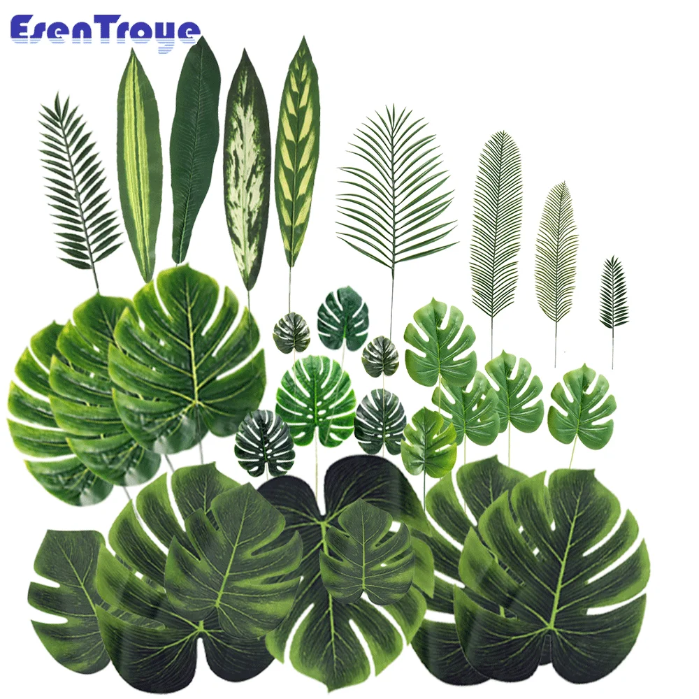Artificial Greenery Tropical Palm Leaves Brazil Leaf Jungle Safari Birthday Party Decoration Wedding Home Table Decor Fake Plant