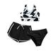 dmqupv Teen Girl Tankini Swimsuits Baby Swimsuit Girl Baby Girl Outfits Cow Print Swimwear Solid Color Shorts Summer 3PCS Bikini Swimsuit Black 13-14 Years