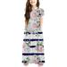 ZCFZJW Casual Girls Princess Dresses Cute Floral Printed Summer Short Sleeve Round Neck Graphic Tank Dress Loose Pleated Maxi Dress White 13-14 Years