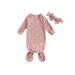 Bagilaanoe Newborn Baby Boys Girls Sleeping Bags Heart Print Long Sleeve Knotted Swaddle 0-3M Infant Sleep Sack + Headband