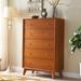 George Oliver Damarcus 31.25" W Farmhouse 5 Drawers Dresser Organizer, Tall Chest of Drawers Wood in Brown | 48.2 H x 31.5 W x 15.8 D in | Wayfair