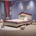 Isabelle & Max™ Full Size Bed Frame w/ House-Shaped Headboard & Motion Activated Night Lights, Wood Platform Bed Full w/ Slats For Teens | Wayfair