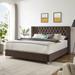 Modern Velvet Upholstered Bed, Button-Designed Headboard, Strong Wooden Slats, Easy Assembly, King Size