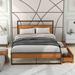 Metal Platform Bed Frame with Wooden Headboard, 2 Oversized Storage Drawers, Sockets, USB Ports - Full