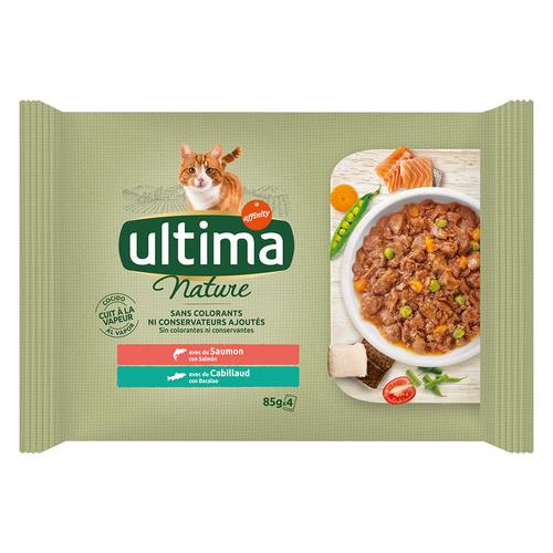 Sparpaket: 12x85g Ultima Cat Nature Lachs & Kabeljau Katzenfutter nass