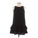 Ann Taylor LOFT Casual Dress - DropWaist Crew Neck Sleeveless: Black Print Dresses - Women's Size 0 Petite