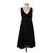 BCBGMAXAZRIA Casual Dress - Party V Neck Sleeveless: Black Print Dresses - Women's Size X-Small