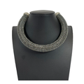 CHANEL - 17K CC Rhinestone Crystal Choker Necklace - Black / Silver
