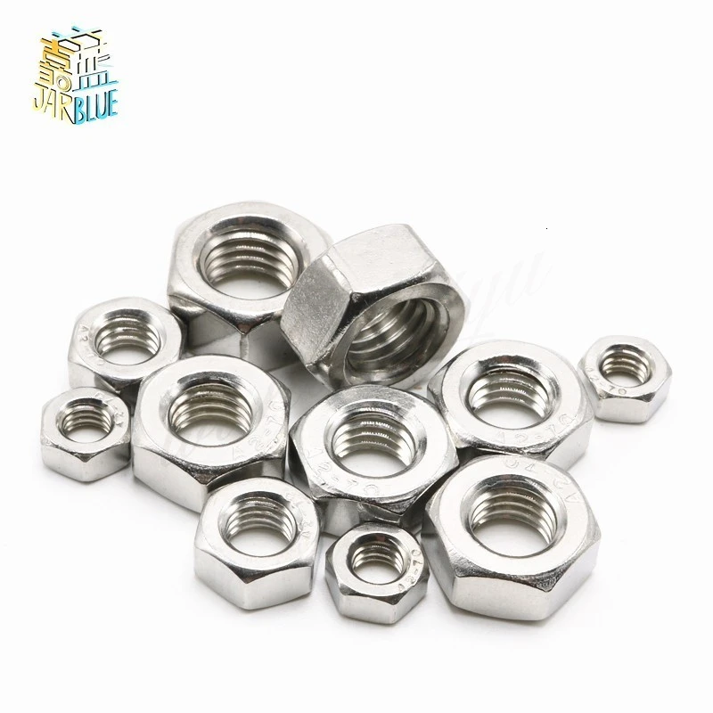 1/50/100 Stück A2 304 Edelstahl Sechskantmutter für M1 M1,2 M1,4 M1,6 M2 M2,5 M3 M4 M5 M6 M8 M10 M12 M16 M20 M24 Schraubenbolzen Image