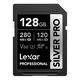 Lexar Silver Pro SD Karte 128GB, SD Speicherkarte UHS-II, V60, U3, C10, SDXC Karte, Bis zu 280 MB/s Lesen, für professionelle Fotografen, Videofilmer, Enthusiasten (LSDSIPR128G-BNNAA)