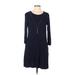 AB Studio Casual Dress - Shift Scoop Neck 3/4 sleeves: Blue Print Dresses - Women's Size Large