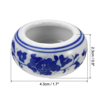 Ink Dish Plate for Chinese Calligraphy, 12 Pcs Ceramics Ink Holder - Blue White