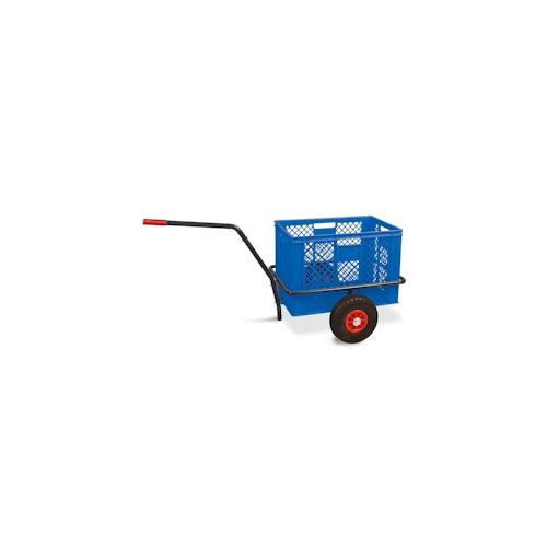 Robuster Handwagen in anthrazit, belastbar bis zu 200 kg, mit 41 cm hohem Korb in blau