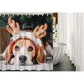 JOOCAR Beautiful Beagle Dog Fabric Shower Curtain with Hooks Posing As A Reindeer Sits Near A Christmas Tree Funny Pet Bath Shower Curtain Polyester 72x72 Inch for Bathrooms Bathtubs Camping