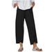 Mrat Trousers for Women Full-Length Pants High Waisted Trousers Wide Leg Lounge Pants Dress Pants for Ladies Sport Jogging Comfy Trousers for Women High Waist Black M