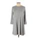 Forever 21 Casual Dress - Mini Crew Neck 3/4 sleeves: Gray Marled Dresses - Women's Size Medium