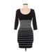 Max Studio Casual Dress - Bodycon Scoop Neck 3/4 sleeves: Black Color Block Dresses - Women's Size Small