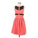 Kensie Casual Dress - A-Line Crew Neck Sleeveless: Pink Color Block Dresses - Women's Size 2