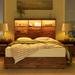 Union Rustic Izena Bed Frame Wooden Platform Bed w/ Storage Bookcase Headboard Wood in Brown | 51.2 H x 61.2 W x 88.8 D in | Wayfair