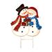 The Holiday Aisle® Metal Hugging Snowman Couple Garden Stake Metal in Black/Blue/Red | 26 H x 17 W x 0.5 D in | Wayfair