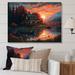 Red Barrel Studio® Saadiah Autumn Sunset Cottage II On Canvas Print Metal in Blue/Orange/Red | 24 H x 32 W x 1 D in | Wayfair